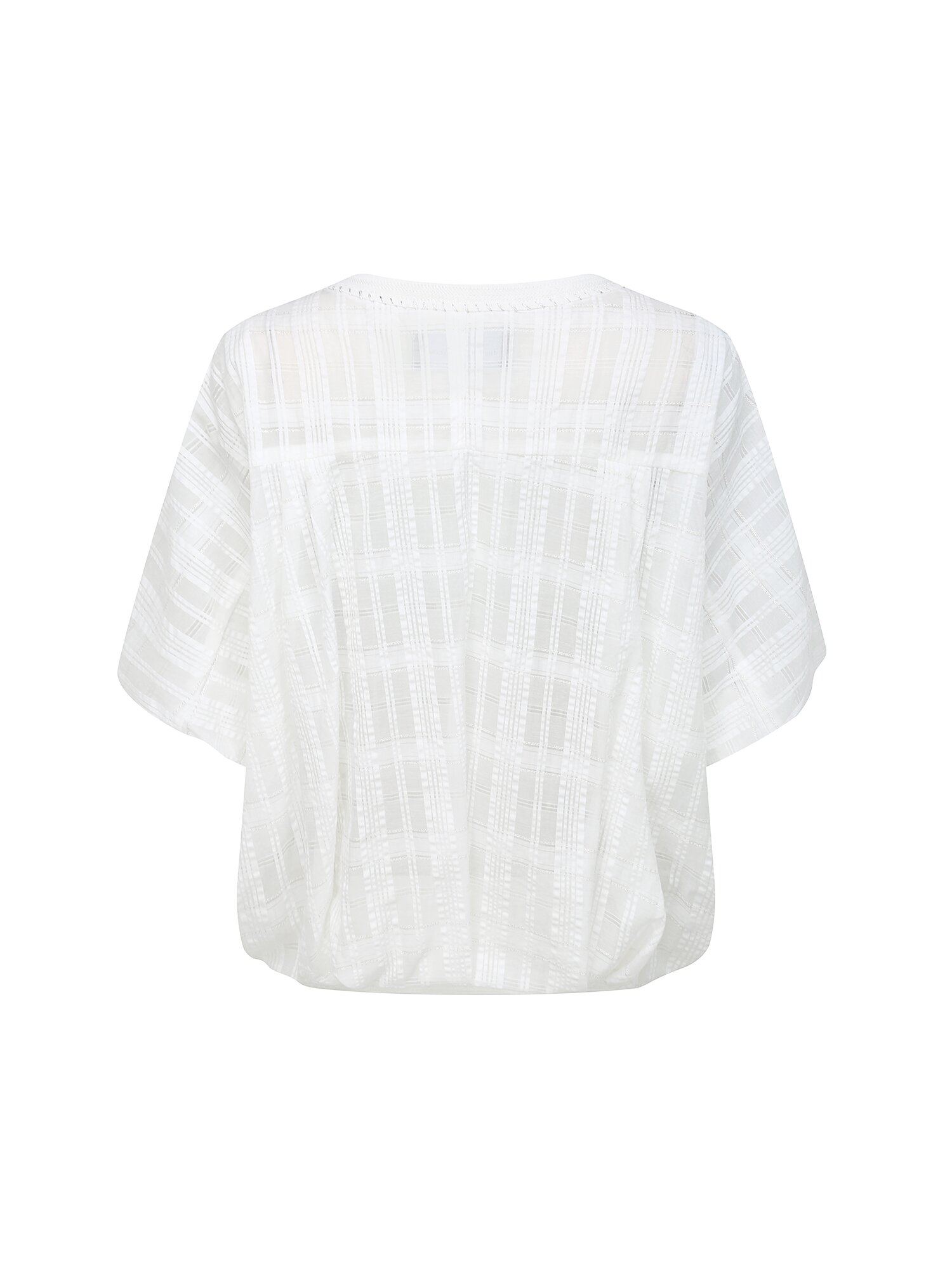 글리터 체크 볼륨 슬리브 점퍼 (WHITE)