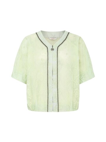 플로럴 자수 브이넥 집업 점퍼 