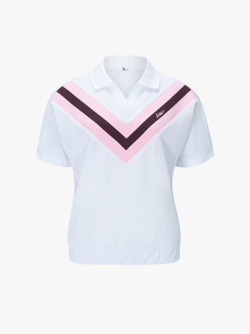 V 포인트 크롭 슬리브 티셔츠 (화이트)