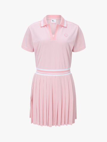 컬러 블럭 밴딩 원피스 (핑크)