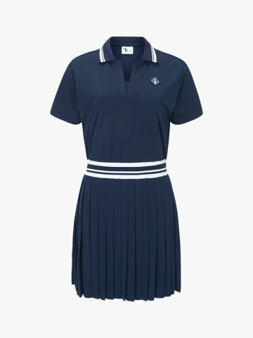 컬러 블럭 밴딩 원피스 (네이비)