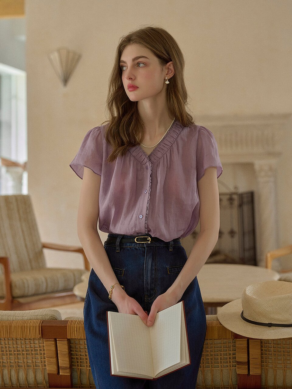 SR_Dyeing purple lazy shirt