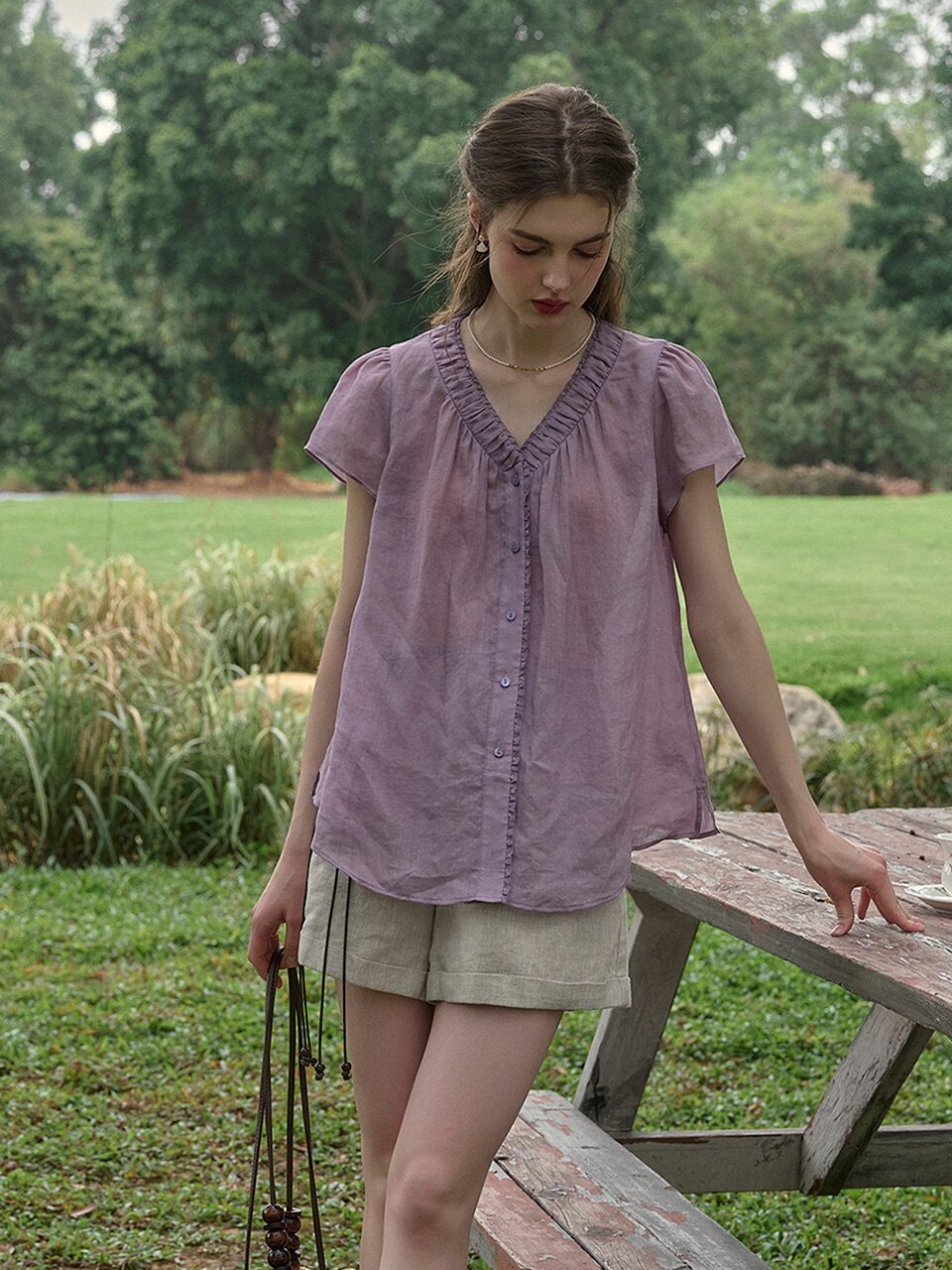 SR_Dyeing purple lazy shirt