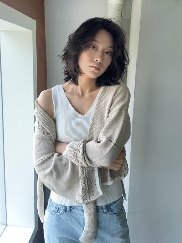 Two-Way Ribbed V-Neck Knit Tank_S M_Ivory Beige Black