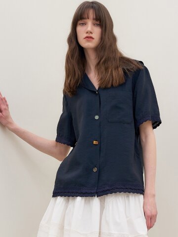SAILOR LACE BLOUSE_NAVY