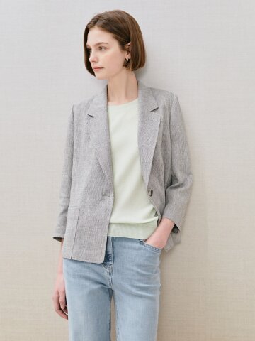 린넨 9부 싱글 원버튼 재킷 