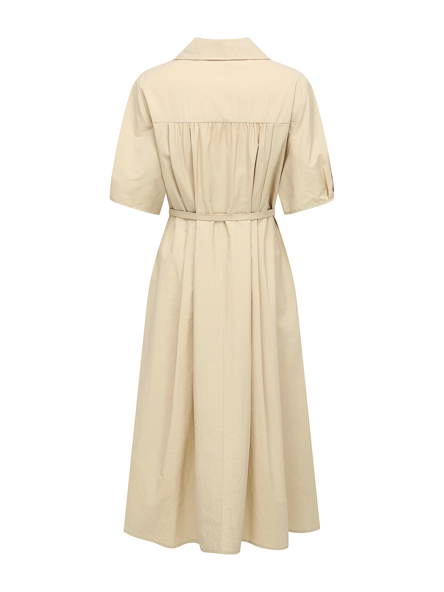 셔링 핀턱 플레어 셔츠 원피스 (BEIGE)