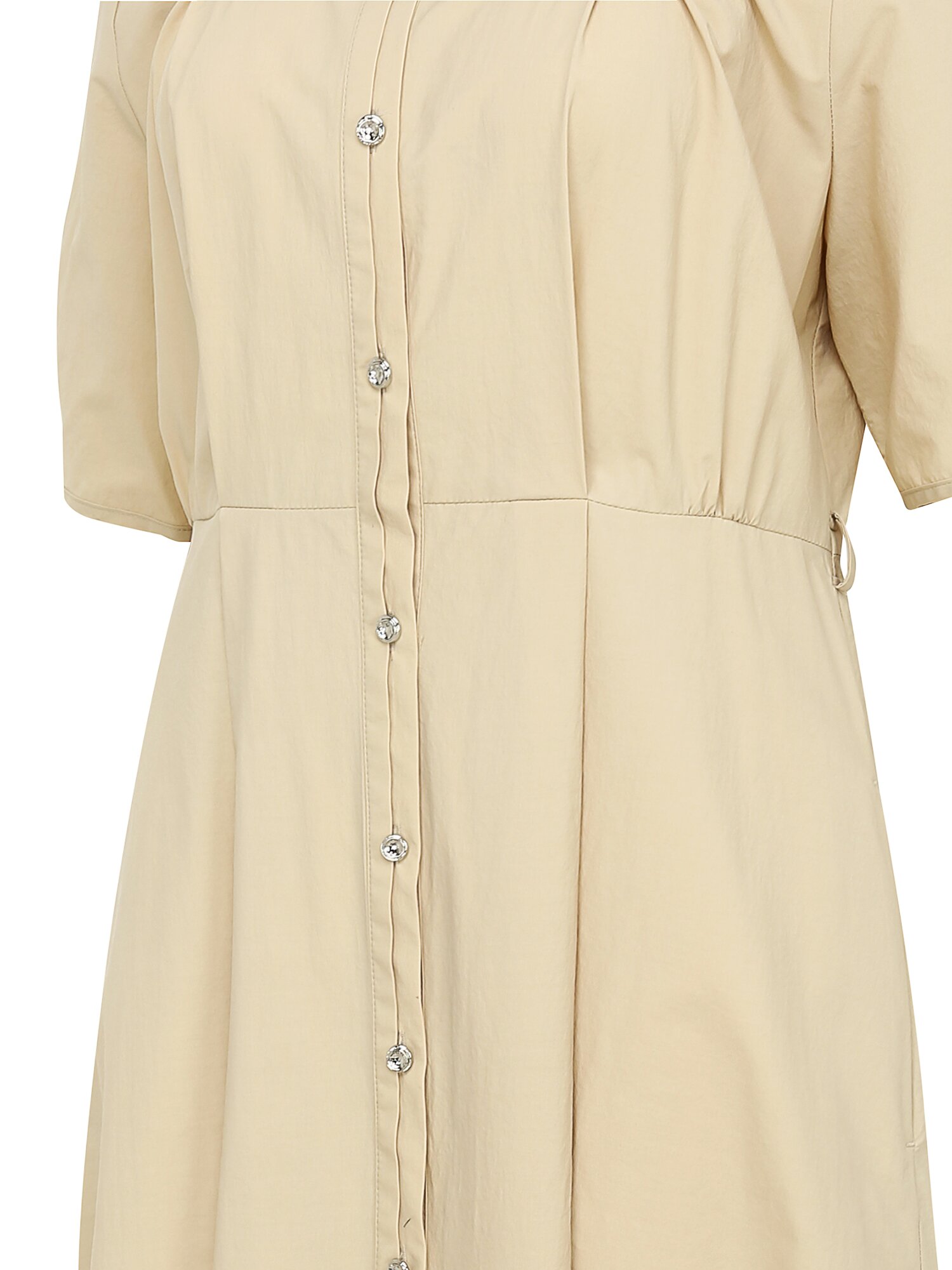 셔링 핀턱 플레어 셔츠 원피스 (BEIGE)