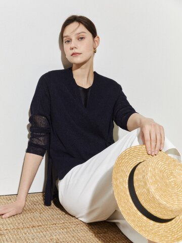 랩 니트 가디건 