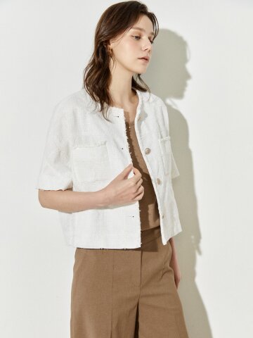 클래식 트위드 라운드 자켓 