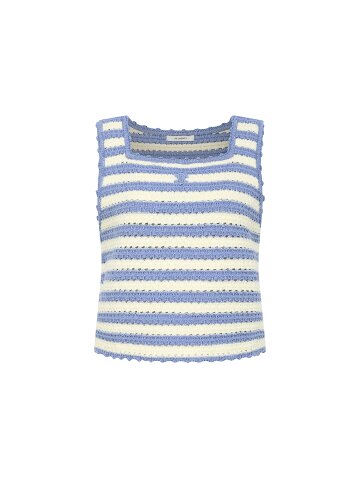 스트라이프 배색 니트 베스트 