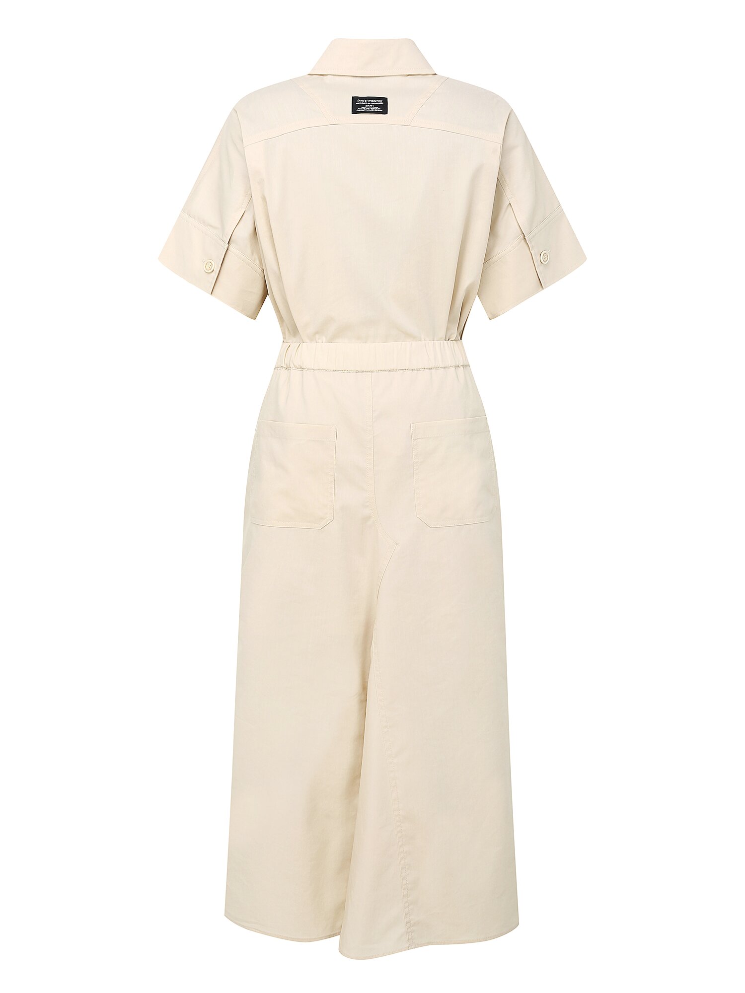 벨트 장식 플레어 셔츠 원피스 (LIGHT BEIGE)