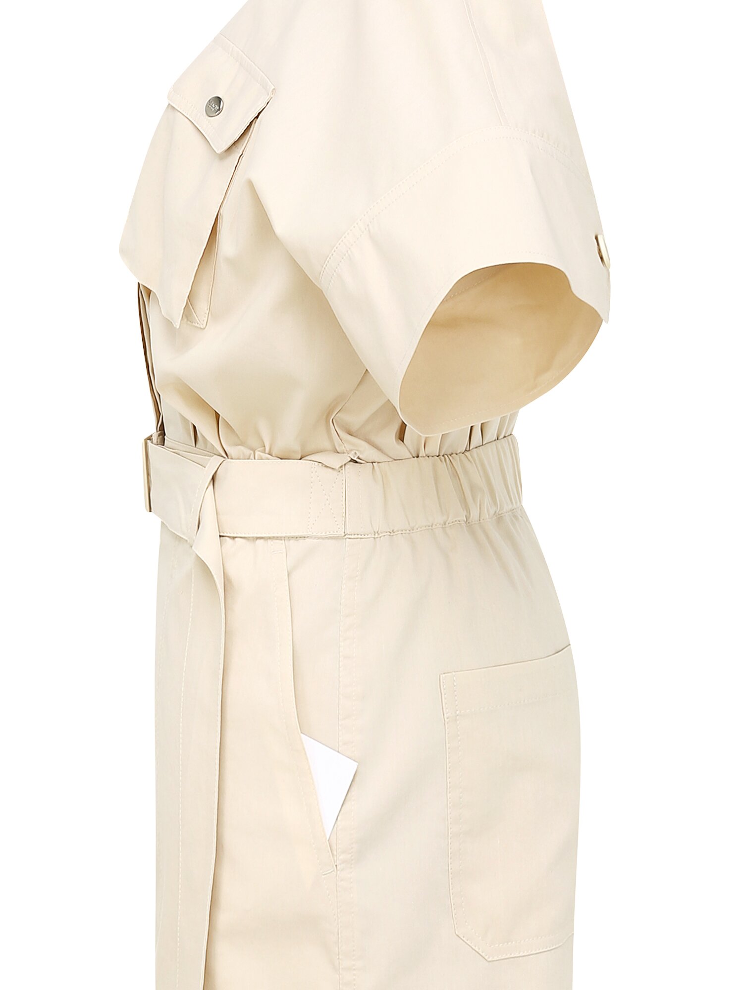 벨트 장식 플레어 셔츠 원피스 (LIGHT BEIGE)