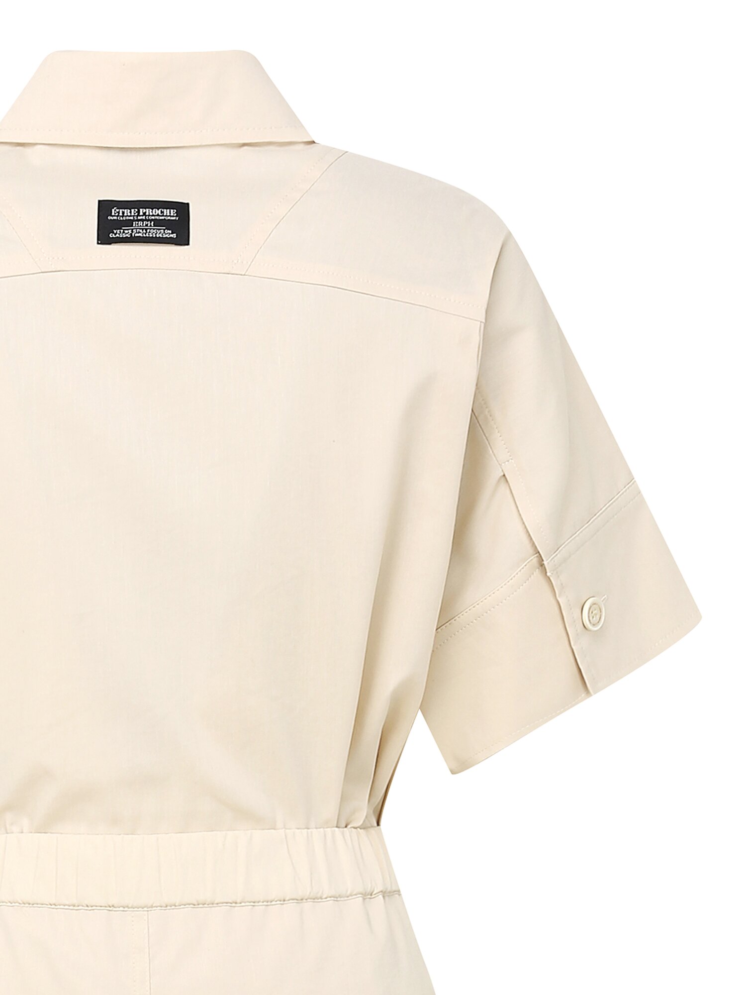 벨트 장식 플레어 셔츠 원피스 (LIGHT BEIGE)