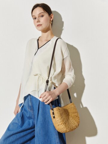 랩 니트 가디건 