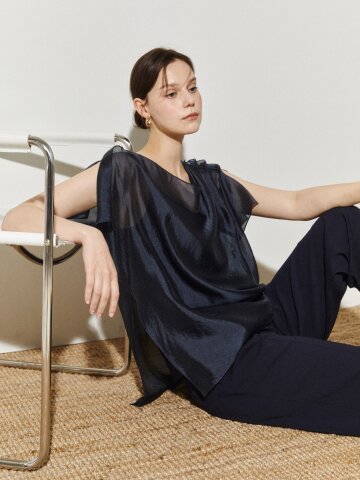 시어 드레이프 블라우스 