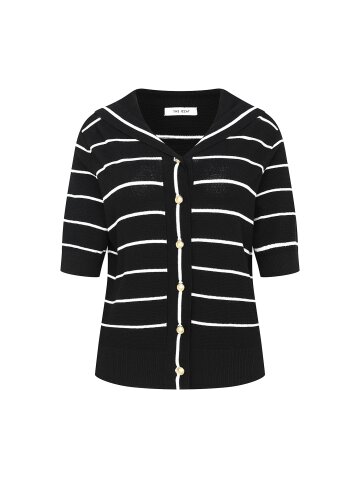 스트라이프 세일러 칼라 가디건 