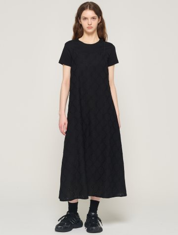 레이스 레이어드 롱 원피스 (블랙)