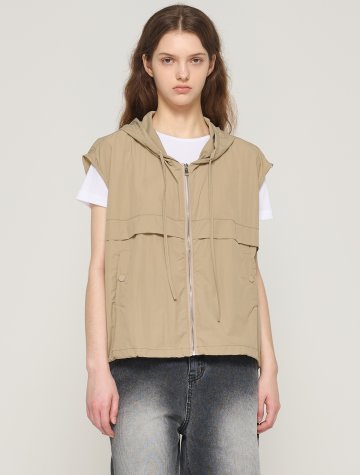 라이트 유틸리티 후드 베스트 (베이지)