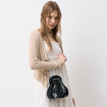 크라프얀 웨이비 체인 미니백 크로스백 글로시블랙