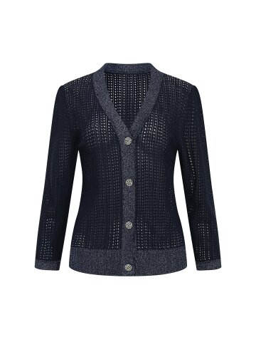 펀칭 글리터 배색 브이넥 가디건 