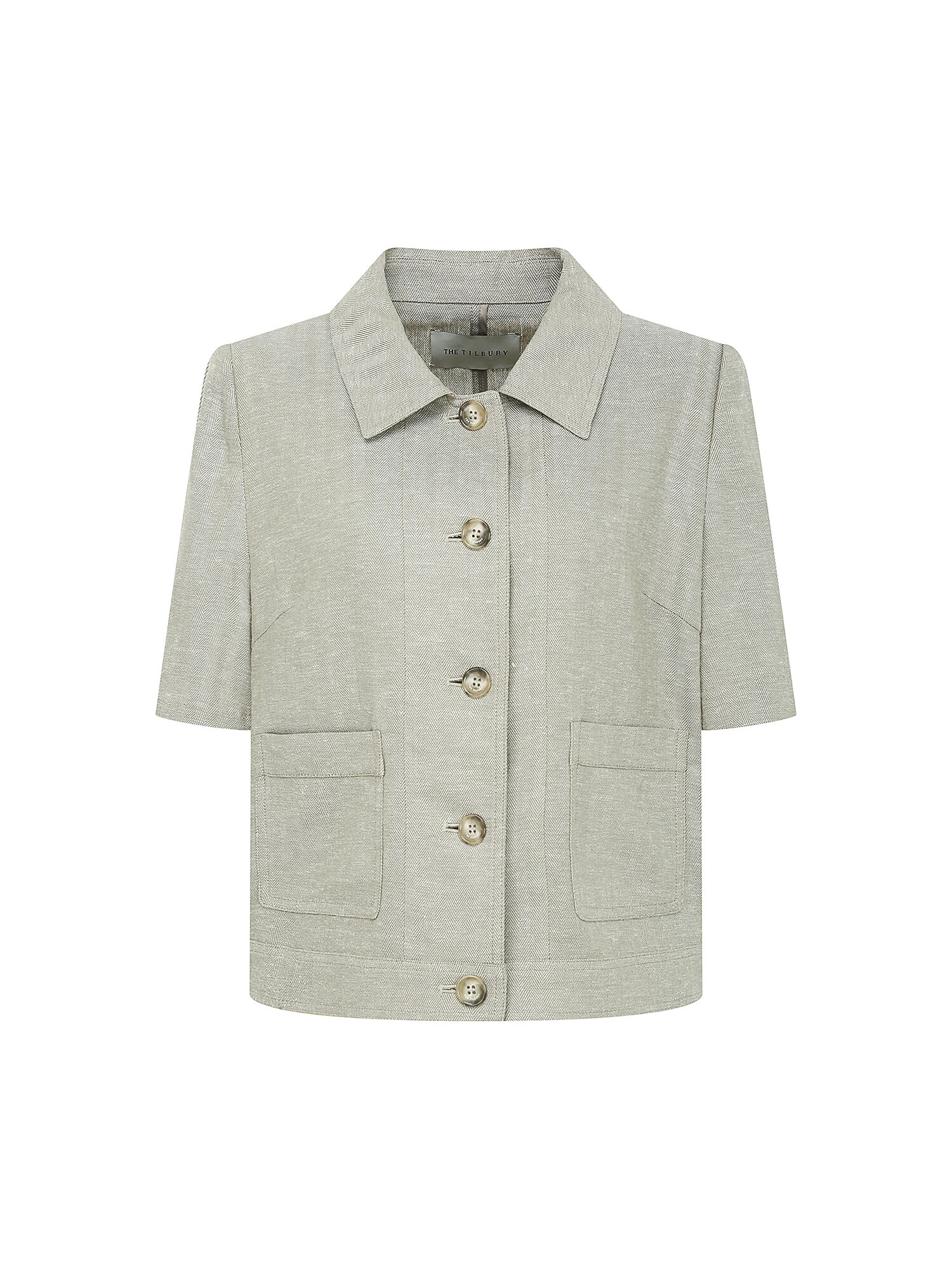 린넨 헤링본 아웃 포켓 재킷 (KHAKI)