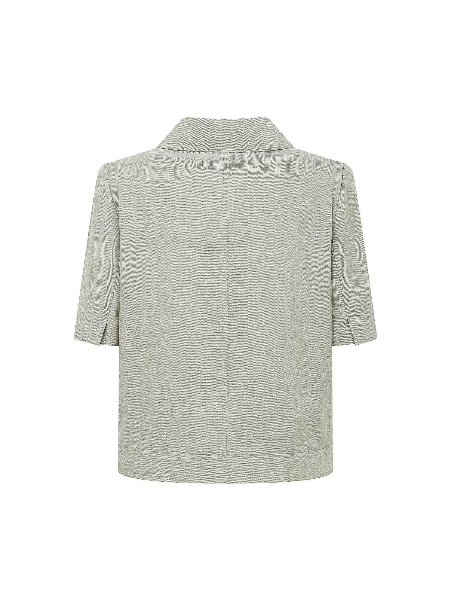 린넨 헤링본 아웃 포켓 재킷 (KHAKI)