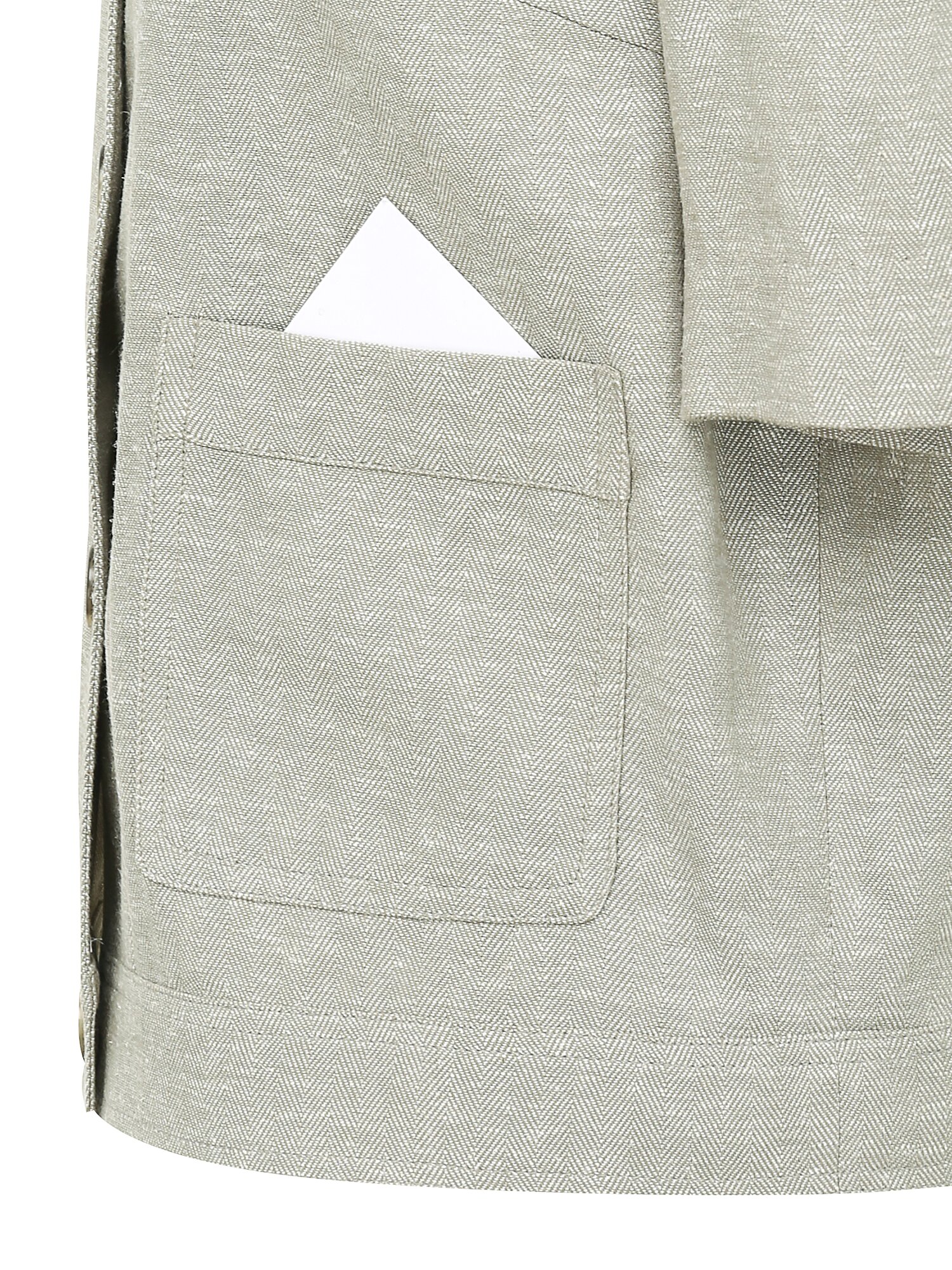 린넨 헤링본 아웃 포켓 재킷 (KHAKI)