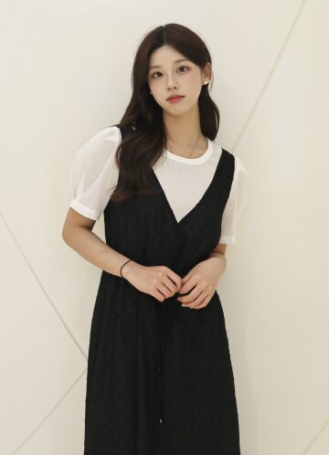 배색 스트링 뷔스티에 원피스 