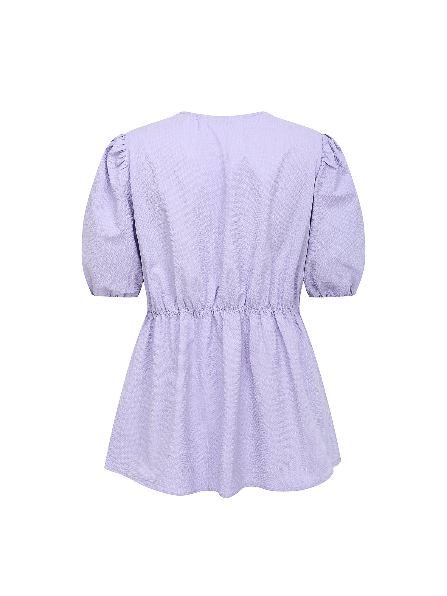 셔링 퍼프 플레어 블라우스 (LILAC)