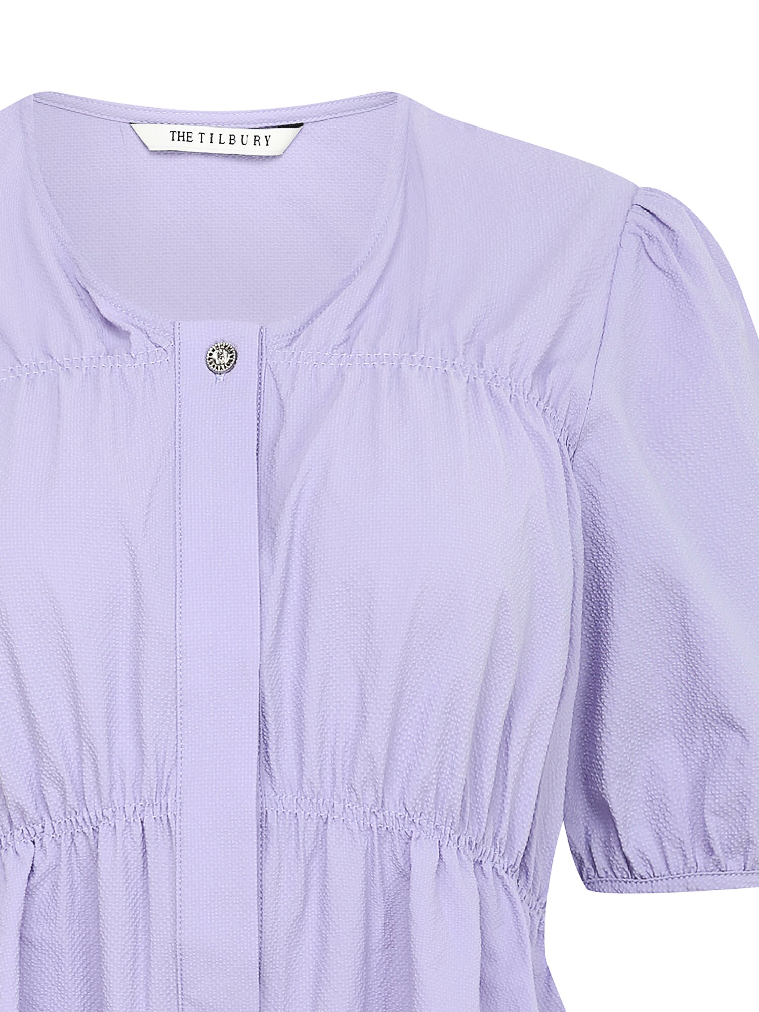 셔링 퍼프 플레어 블라우스 (LILAC)