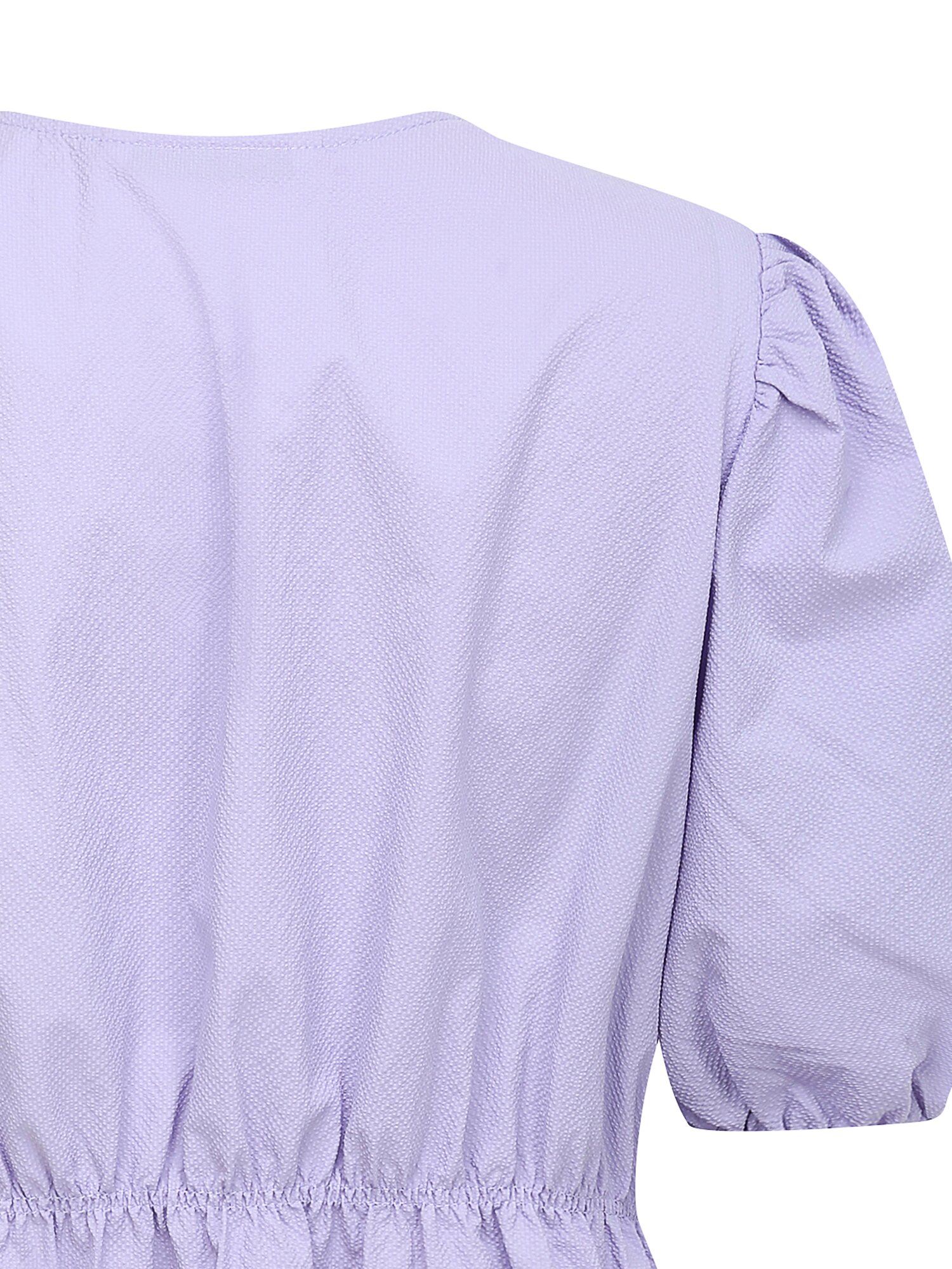 셔링 퍼프 플레어 블라우스 (LILAC)