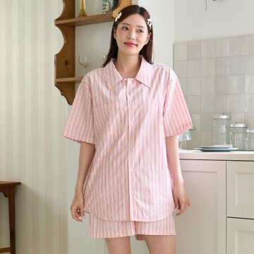 해피크림 투피스 스트라이프 잠옷 여름잠옷 파자마 홈웨어 4colors
