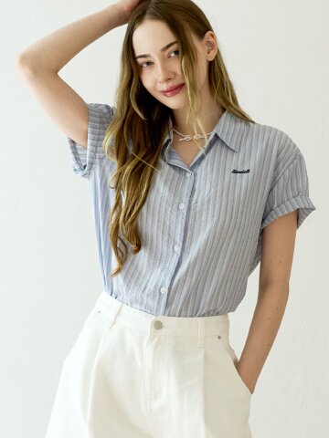 Accent stripe short-sleeve shirt - Sky Blue