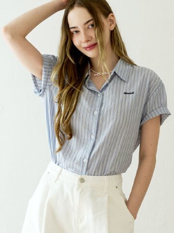 [5차] Accent stripe short-sleeve shirt_2 Colors