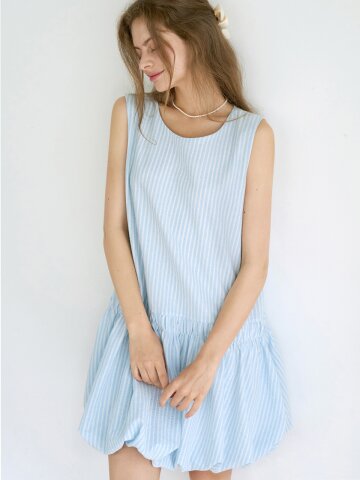 [10차] Pumpkin puff stripe dresss