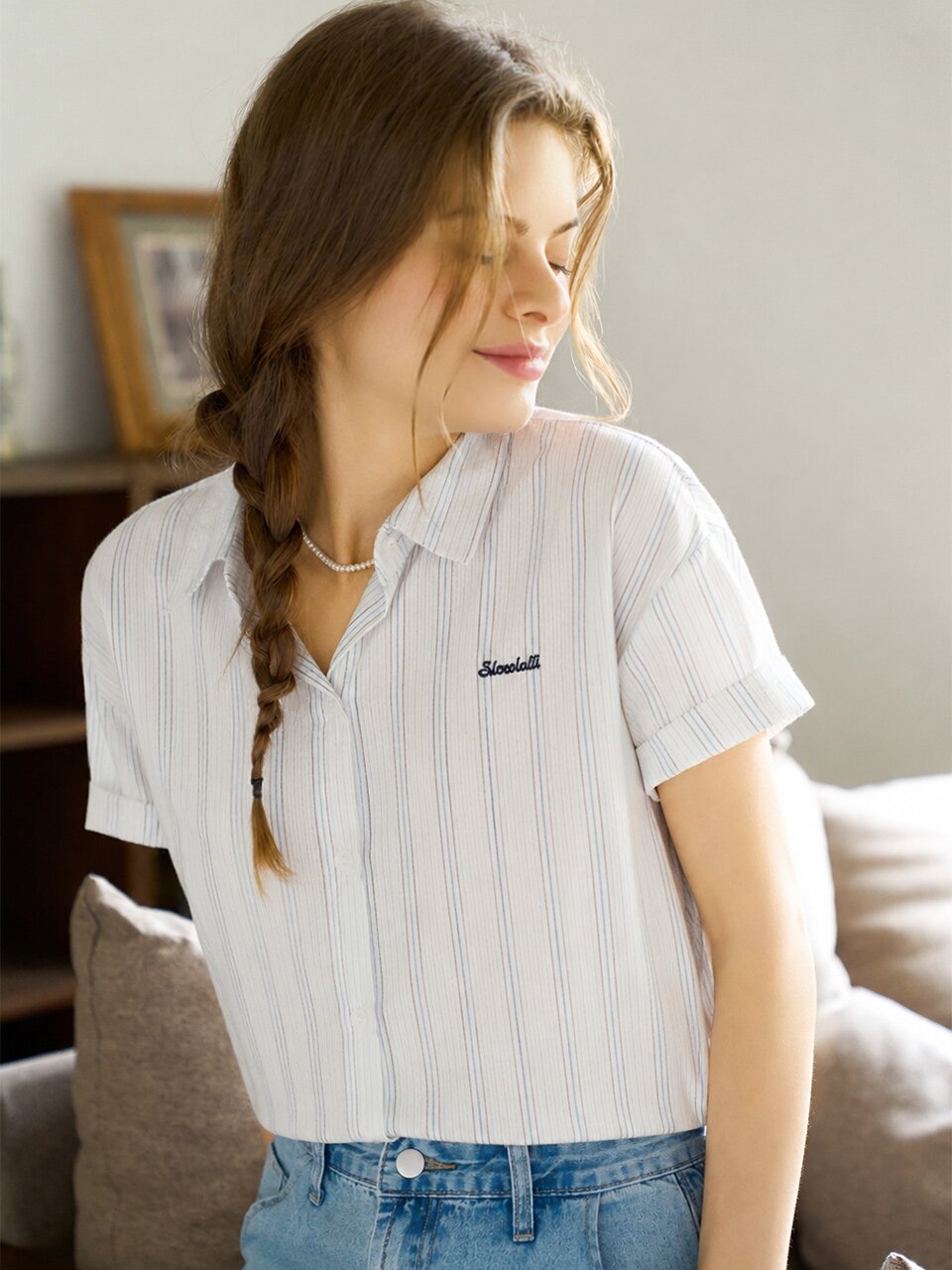[12차] Contrast stripe short-sleeve shirt_2 Colors