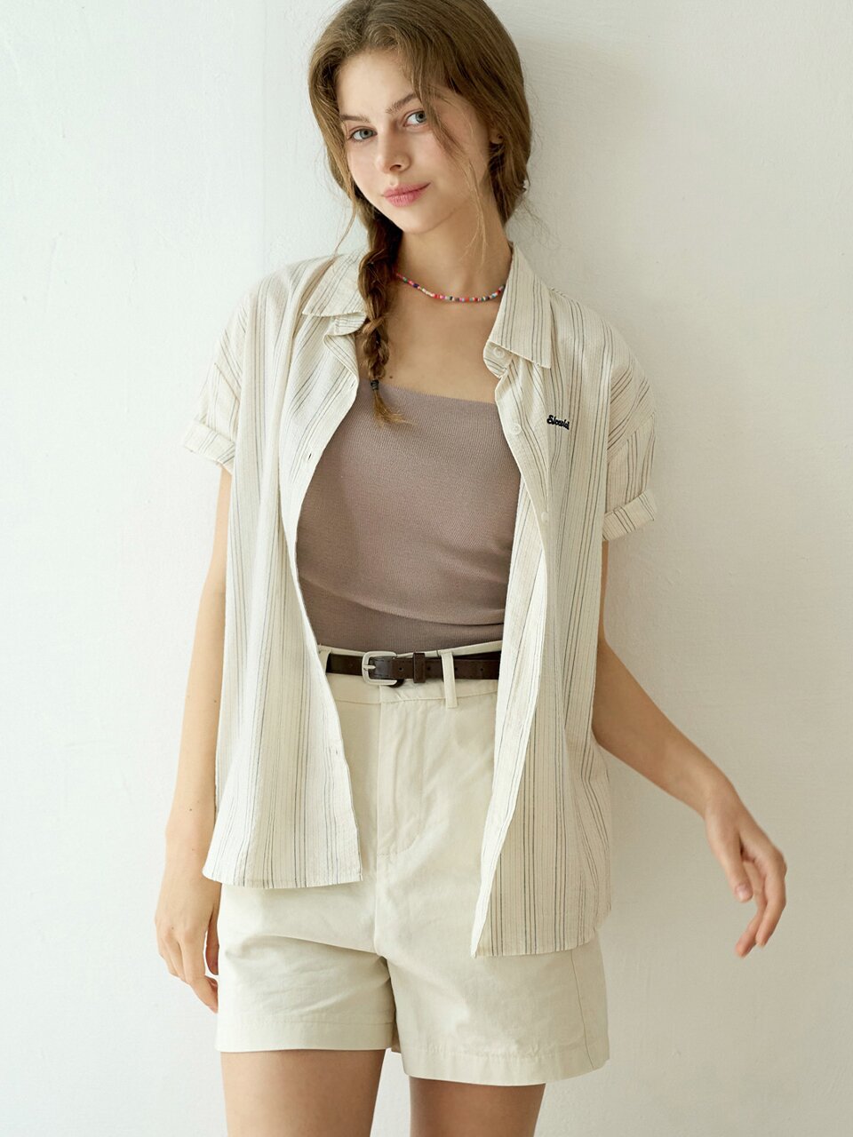 [12차] Contrast stripe short-sleeve shirt_2 Colors