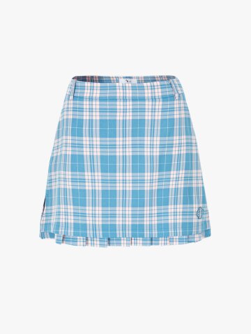 트임 체크 패턴 스커트 (블루)