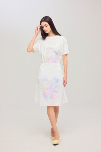 [KYM] 튤립 프린티드 플레어 스커트