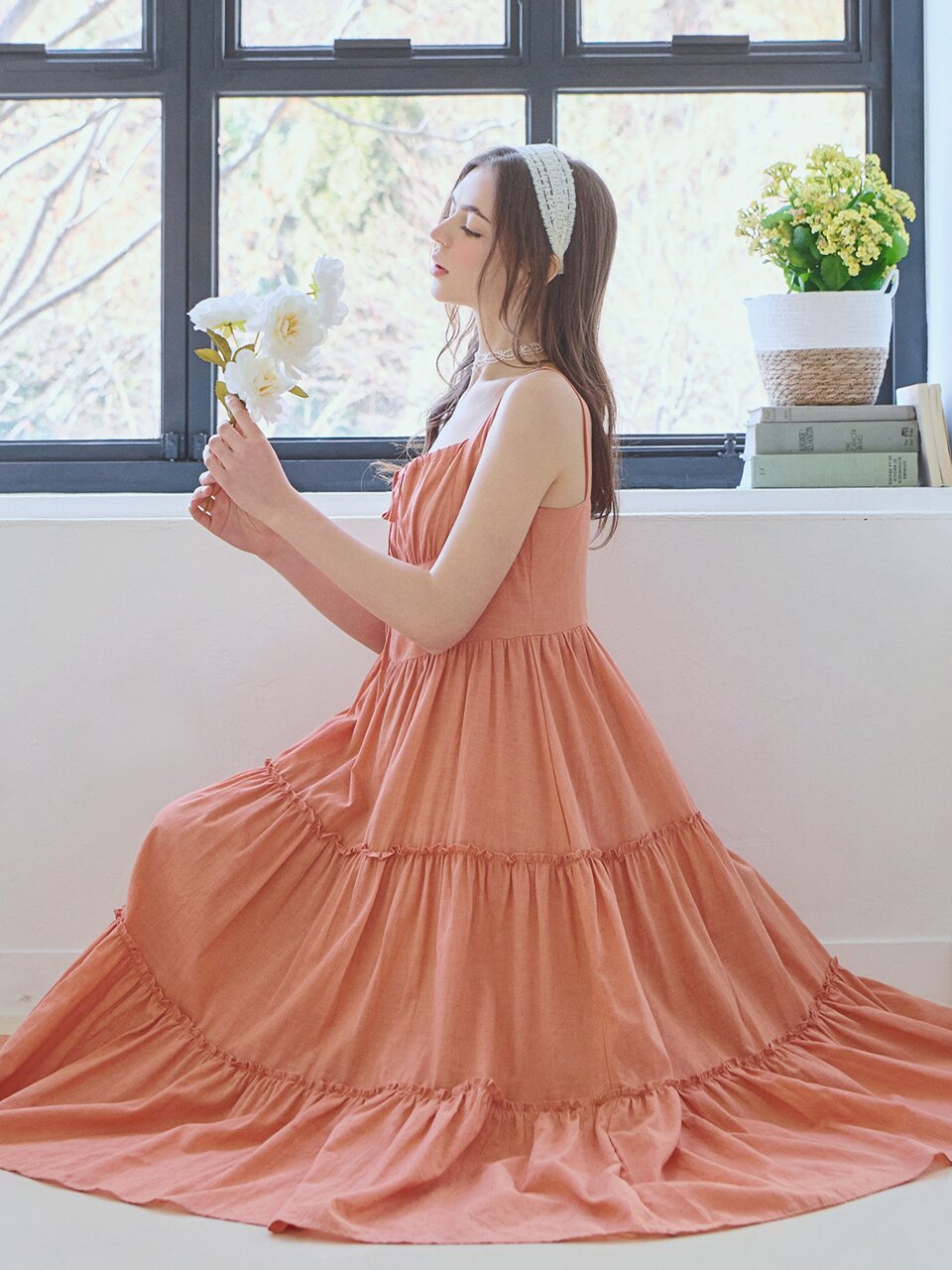 [카리나 착용][컬러추가] Ribbon shirring sleeveless dress_4 Colors