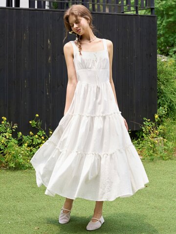[카리나 착용][컬러추가] Ribbon shirring sleeveless dress_4 Colors