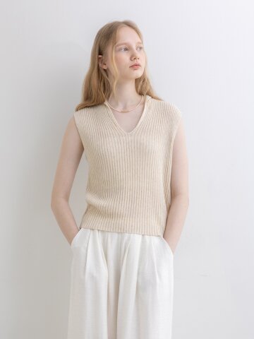WD_V-neck knit top_2color