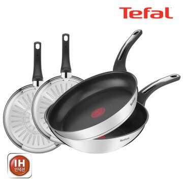 테팔 팬&냄비 인덕션 스테인리스 스틸 뉴 이모션 4종세트 (프라이팬 20cm + 24cm + 28cm + 볶음팬 28cm)
