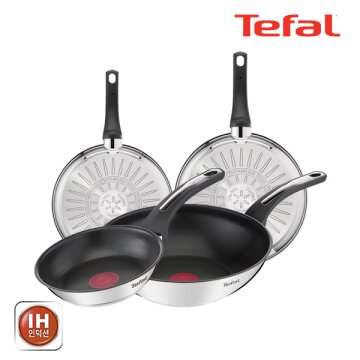 테팔 팬&냄비 인덕션 스테인리스 스틸 뉴 이모션 4종세트 (프라이팬 18cm + 20cm + 24cm + 볶음팬 28cm)