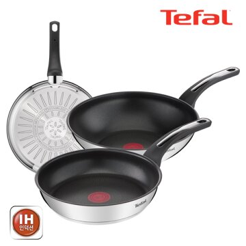 테팔 팬&냄비 인덕션 스테인리스 스틸 뉴 이모션 3종세트 (프라이팬 24cm + 28cm + 볶음팬 28cm)