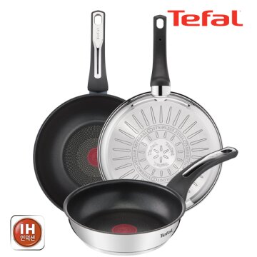 테팔 팬&냄비 인덕션 스테인리스 스틸 뉴 이모션 3종세트 (프라이팬 20cm + 28cm + 볶음팬 28cm)