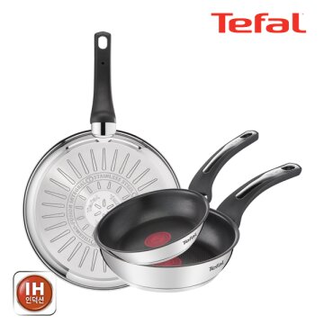 테팔 팬&냄비 인덕션 스테인리스 스틸 뉴 이모션 3종세트 (프라이팬 18cm + 20cm + 28cm)