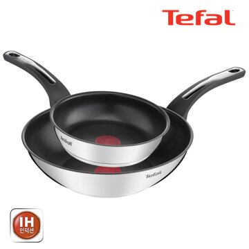 테팔 팬&냄비 인덕션 스테인리스 스틸 뉴 이모션 2종세트 (프라이팬 20cm + 볶음팬 28cm)