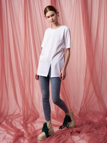 [페리 메라] 투웨이 롱 티셔츠 (화이트)